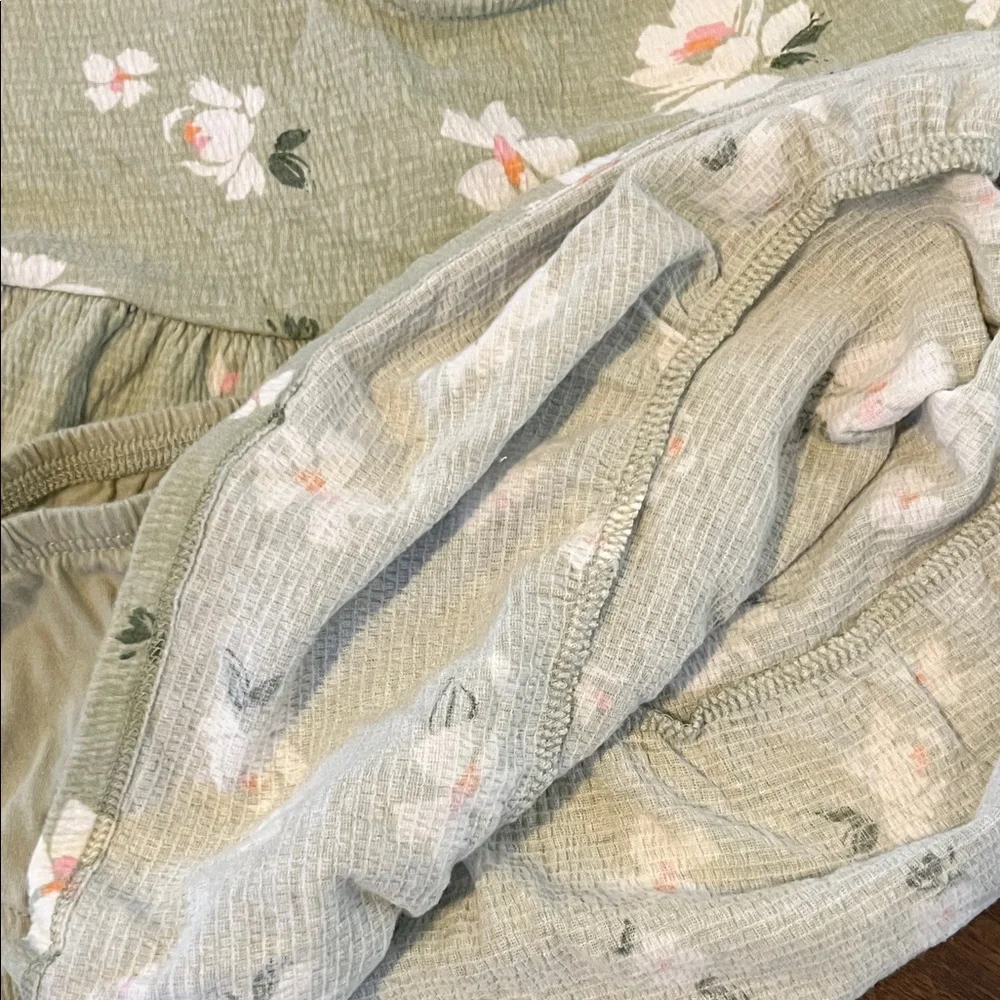 Soft Green Floral Baby Dress with Bloomers